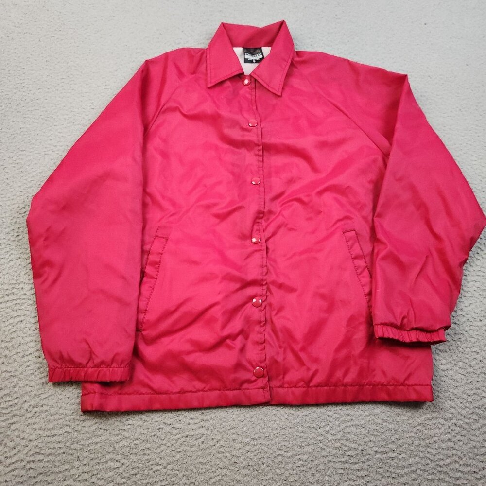 Vintage Weather Breaker Jacket Womens Small Pink Lined Coach Snap Front Packable